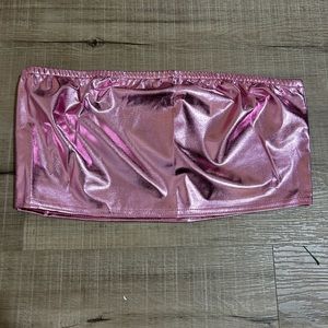 Pink Metallic Bandeau Crop Top